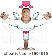 Clipart Of A Buff African American Male Cupid With Open Arms Royalty Free Vector Illustration