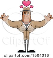 Clipart Of A Buff African American Male Detective With Open Arms Royalty Free Vector Illustration