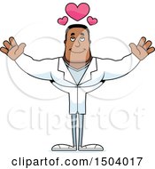 Clipart Of A Buff African American Male Doctor With Open Arms Royalty Free Vector Illustration