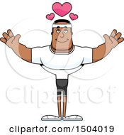 Clipart Of A Buff African American Fitness Man With Open Arms Royalty Free Vector Illustration by Cory Thoman