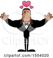 Clipart Of A Buff African American Male Groom With Open Arms Royalty Free Vector Illustration
