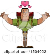 Clipart Of A Buff African American Male Hiker With Open Arms Royalty Free Vector Illustration