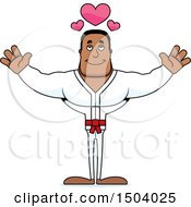 Clipart Of A Buff African American Karate Man With Open Arms Royalty Free Vector Illustration