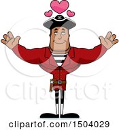 Clipart Of A Buff African American Male Pirate Captain With Open Arms Royalty Free Vector Illustration