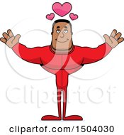 Clipart Of A Buff African American Man In Pjs With Open Arms Royalty Free Vector Illustration
