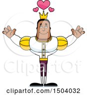 Clipart Of A Buff African American Male Prince With Open Arms Royalty Free Vector Illustration