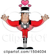 Clipart Of A Buff African American Male Circus Ringmaster With Open Arms Royalty Free Vector Illustration