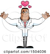 Clipart Of A Buff African American Male Scientist With Open Arms Royalty Free Vector Illustration