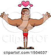 Clipart Of A Buff African American Male Snorkeler With Open Arms Royalty Free Vector Illustration