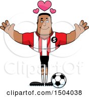 Clipart Of A Buff African American Male Soccer Player With Open Arms Royalty Free Vector Illustration
