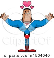 Clipart Of A Buff African American Male Super Hero With Open Arms Royalty Free Vector Illustration