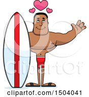 Clipart Of A Buff African American Male Surfer With Open Arms Royalty Free Vector Illustration