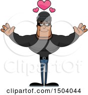 Clipart Of A Buff African American Male Robber With Open Arms Royalty Free Vector Illustration