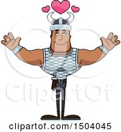 Clipart Of A Buff African American Male Viking With Open Arms Royalty Free Vector Illustration