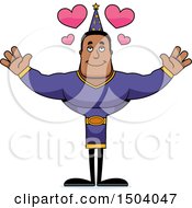 Clipart Of A Buff African American Male Wizard With Open Arms Royalty Free Vector Illustration