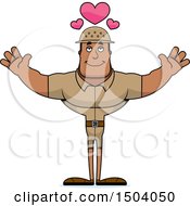 Clipart Of A Buff African American Male Zookeeper With Open Arms Royalty Free Vector Illustration