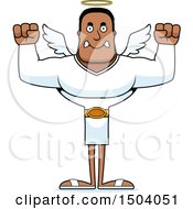 Clipart Of A Mad Buff African American Male Angel Royalty Free Vector Illustration
