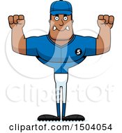 Clipart Of A Mad Buff African American Male Baseball Player Royalty Free Vector Illustration