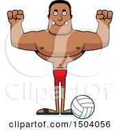 Clipart Of A Mad Buff African American Male Beach Volleyball Player Royalty Free Vector Illustration