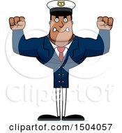 Clipart Of A Mad Buff African American Male Sea Captain Royalty Free Vector Illustration