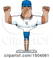 Clipart Of A Mad Buff African American Male Coach Royalty Free Vector Illustration