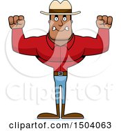 Clipart Of A Mad Buff African American Male Cowboy Royalty Free Vector Illustration