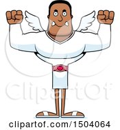 Clipart Of A Mad Buff African American Male Cupid Royalty Free Vector Illustration