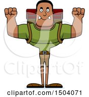 Clipart Of A Mad Buff African American Male Hiker Royalty Free Vector Illustration