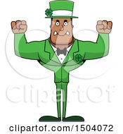 Clipart Of A Mad Buff Black Irish Male Leprechaun Royalty Free Vector Illustration