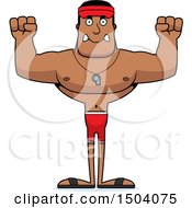 Clipart Of A Mad Buff African American Male Lifeguard Royalty Free Vector Illustration