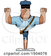 Clipart Of A Mad Buff African American Mail Man Royalty Free Vector Illustration