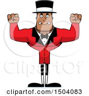 Clipart Of A Mad Buff African American Male Circus Ringmaster Royalty Free Vector Illustration