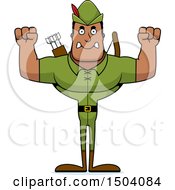 Clipart Of A Mad Buff African American Male Robin Hood Archer Royalty Free Vector Illustration