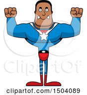 Clipart Of A Mad Buff African American Male Super Hero Royalty Free Vector Illustration