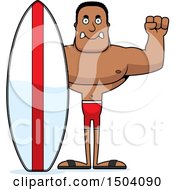 Clipart Of A Mad Buff African American Male Surfer Royalty Free Vector Illustration