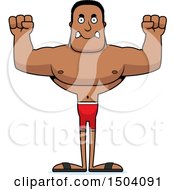 Clipart Of A Mad Buff African American Male Swimmer Royalty Free Vector Illustration