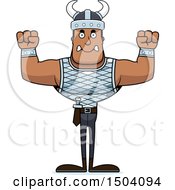 Clipart Of A Mad Buff African American Male Viking Royalty Free Vector Illustration