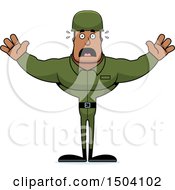 Clipart Of A Scared Buff African American Male Army Soldier Royalty Free Vector Illustration