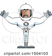 Clipart Of A Scared Buff African American Male Astronaut Royalty Free Vector Illustration