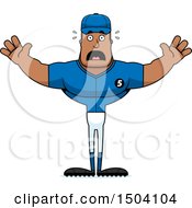 Clipart Of A Scared Buff African American Male Baseball Player Royalty Free Vector Illustration