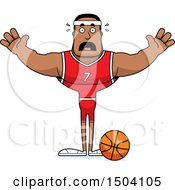 Clipart Of A Scared Buff African American Male Basketball Player Royalty Free Vector Illustration