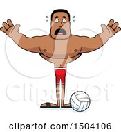 Poster, Art Print Of Scared Buff African American Male Beach Volleyball Player