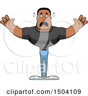 Clipart Of A Scared Buff African American Casual Man Royalty Free Vector Illustration