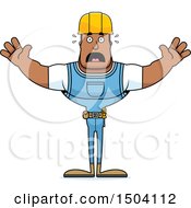 Clipart Of A Scared Buff African American Male Construction Worker Royalty Free Vector Illustration