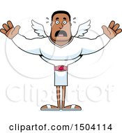 Clipart Of A Scared Buff African American Male Cupid Royalty Free Vector Illustration