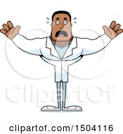 Clipart Of A Scared Buff African American Male Doctor Royalty Free Vector Illustration