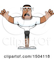 Clipart Of A Scared Buff African American Fitness Man Royalty Free Vector Illustration by Cory Thoman