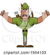 Clipart Of A Scared Buff African American Male Robin Hood Archer Royalty Free Vector Illustration