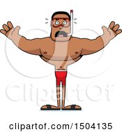 Clipart Of A Scared Buff African American Male Snorkeler Royalty Free Vector Illustration