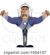 Clipart Of A Scared Buff African American Space Man Or Astronaut Royalty Free Vector Illustration